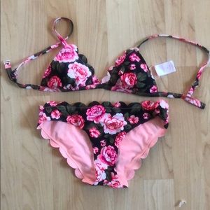 Floral black scalloped bikini target